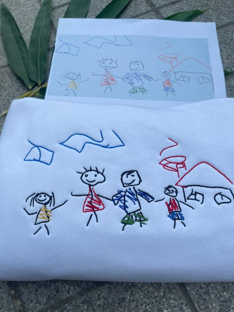 Custom Kids Drawing Embroidered HOODED SWEATSHIRT