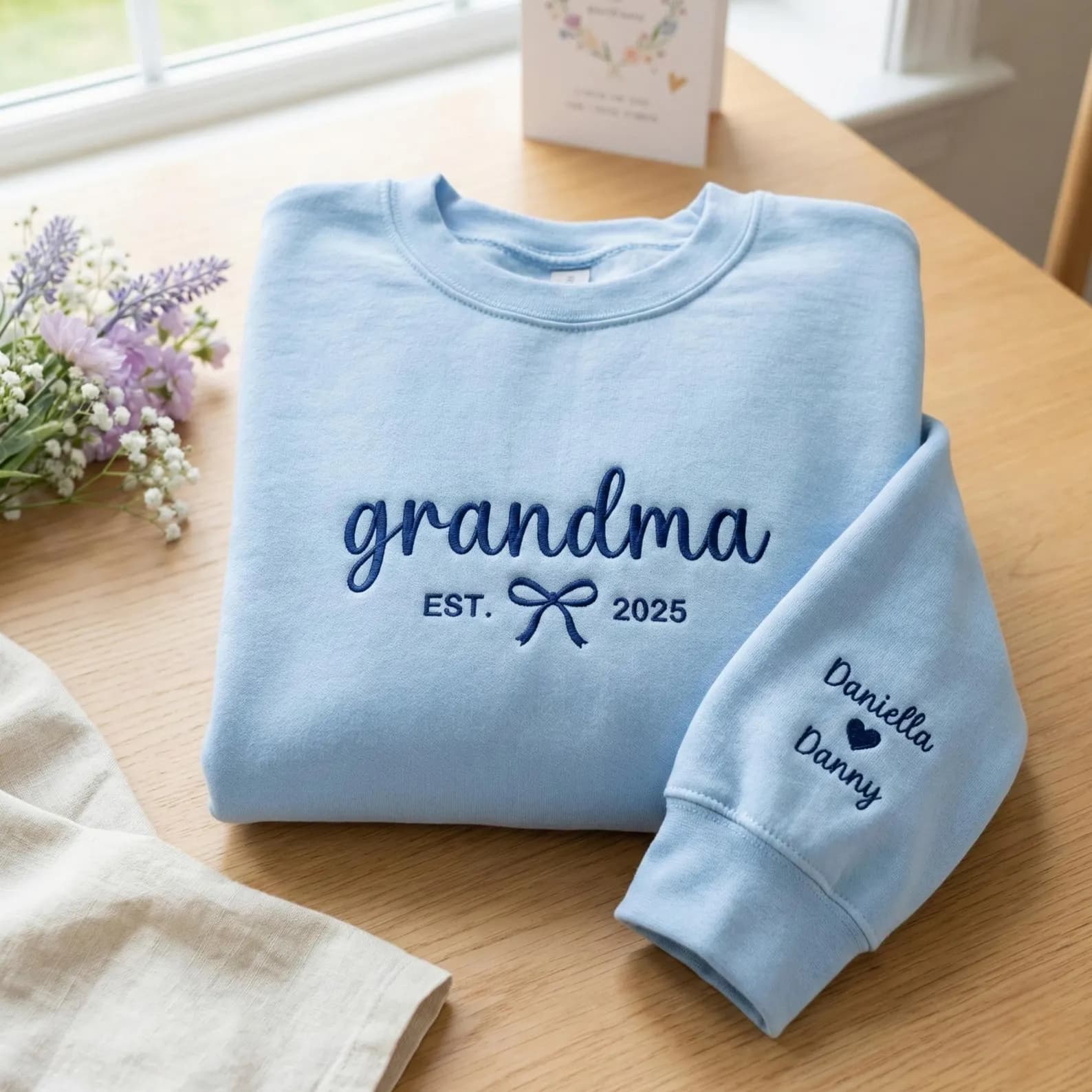 Embroidered GrandMom Photo Portrait Sweatshirt