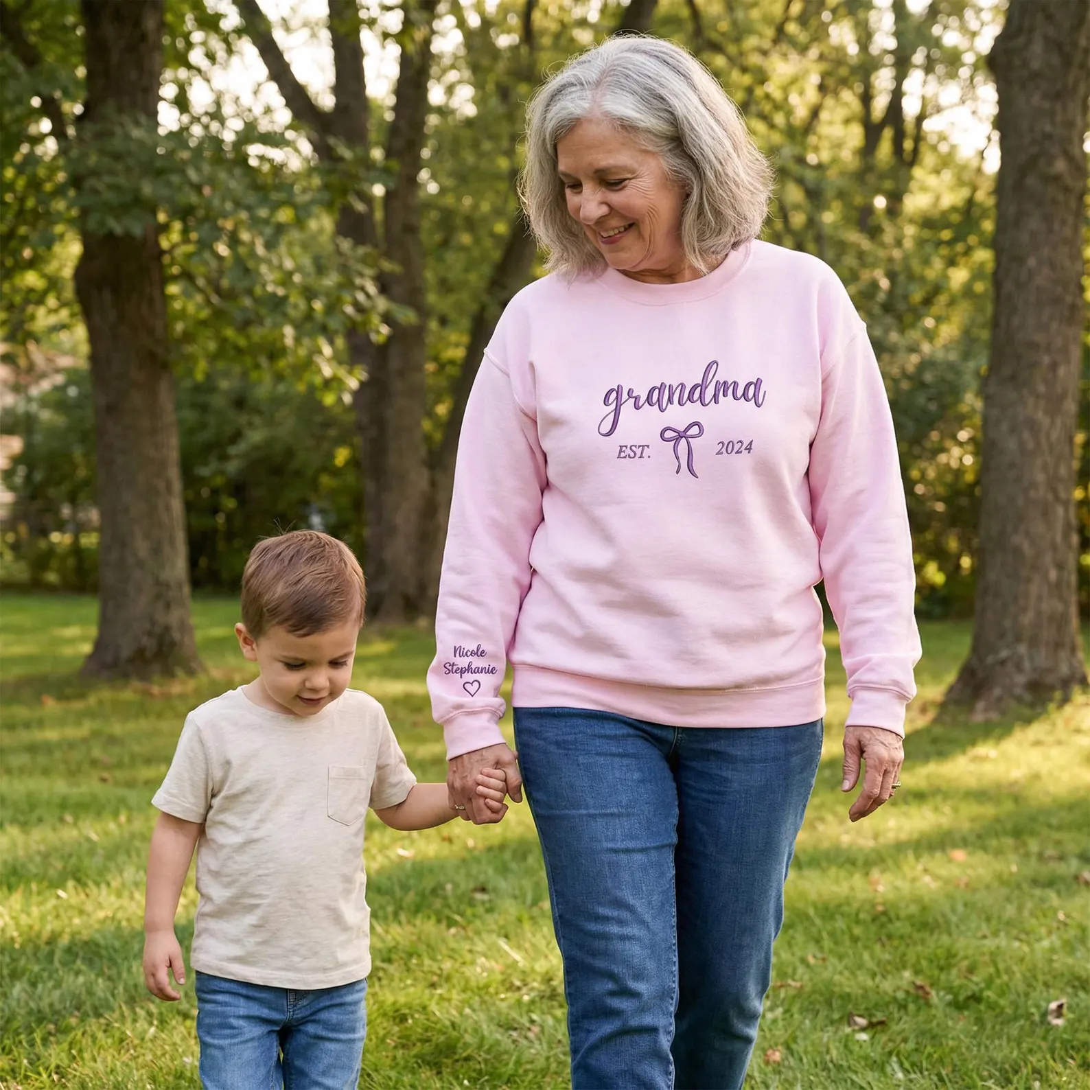 Embroidered GrandMom Photo Portrait Sweatshirt thumbnail 2