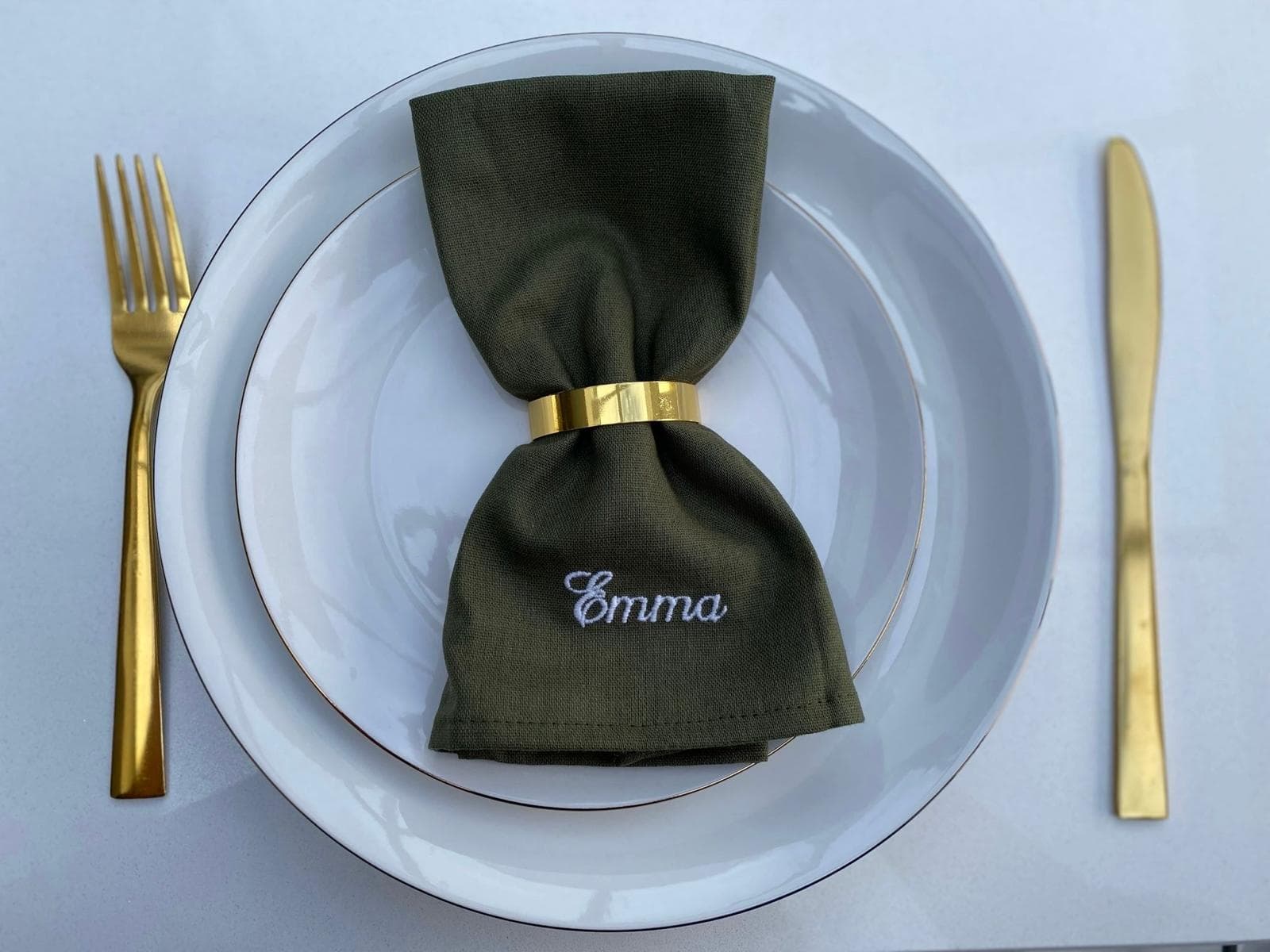 Premium Personalised embroidered Napkins personalised (Wedding / special occasions) thumbnail 2