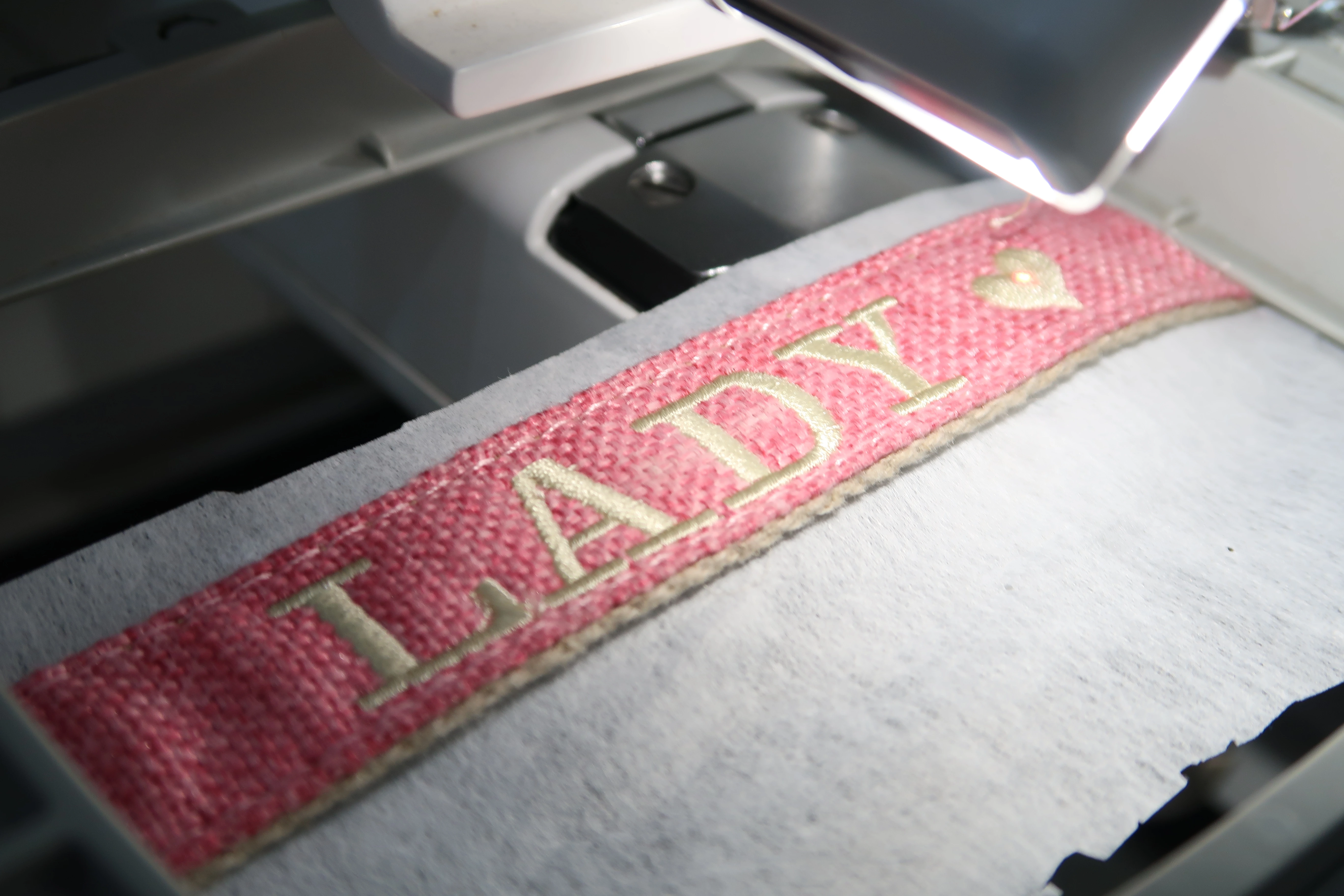 Embroidery machine at work